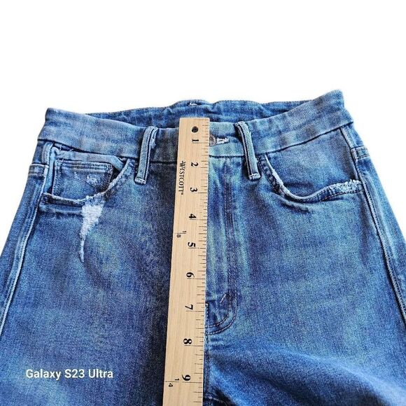 Mother womens blue high rise distressed skinny jeans fit Sz 0 - Picture 5 of 8